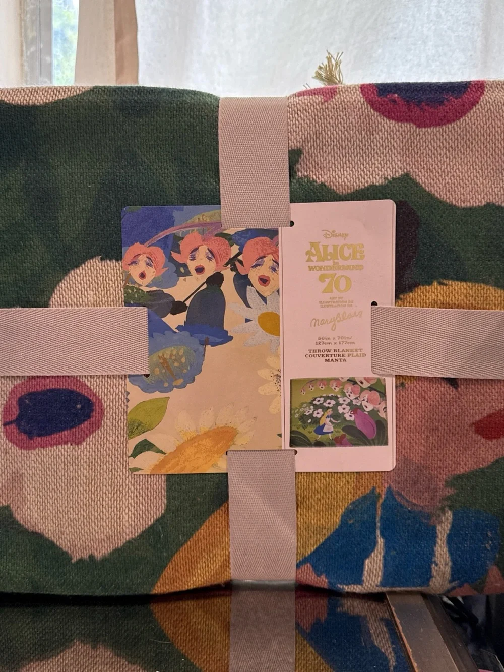 Disney Alice in Wonderland 70th anniversary Throw Blanket, Blue Floral Print
